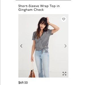 MADEWELL gingham short sleeve wrap top